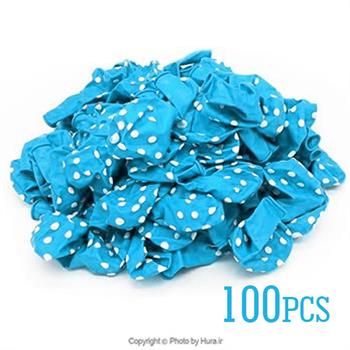 بادکنک تم آبی روشن خال سفید 12 اینچ 100 عددی