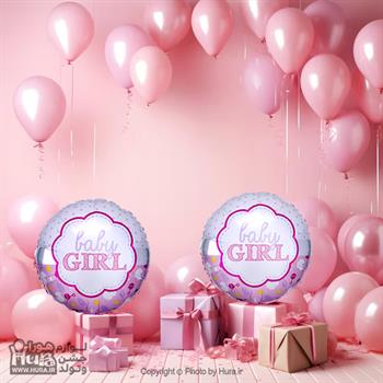 بادکنک فویلی گرد GIRLصورتی