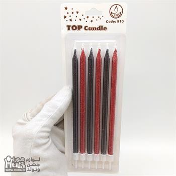 شمع تولد اکلیلی قرمز مشکی کد 910 تاپ 6 عددی