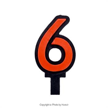 شمع دو رنگ مشکی قرمز عدد 6