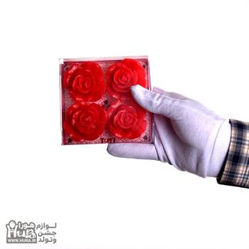 شمع گل روی آب صدفی قرمز ساده 4 عددی