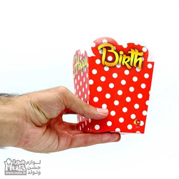 ظرف پاپ کورن تم قرمز خال سفید 10 عددی