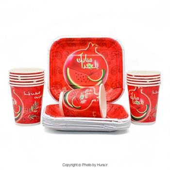 بشقاب و لیوان تم شب یلدا 12 عددی