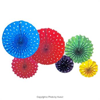 آویز بادبزنی خال درشت چندرنگ چند طرح 6 تیکه