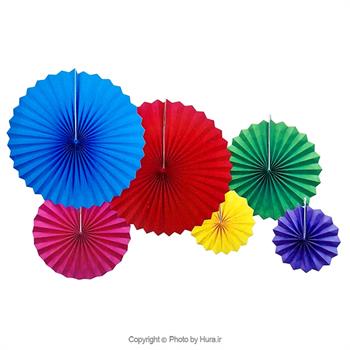 آویز بادبزنی ساده چند رنگ 6 تیکه