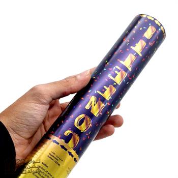 استوانه شادی تیکه روبان طلایی نقره ای 30 سانت