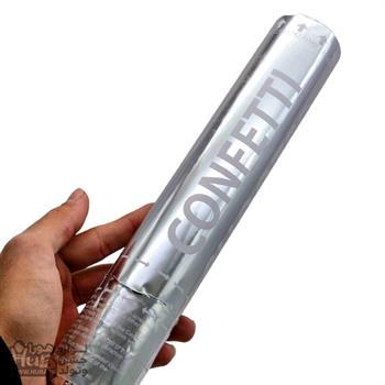 استوانه شادی تیکه روبان نقره ای 30 سانت