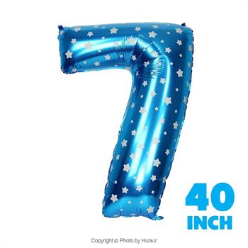 بادکنک عدد هفت فویلی آبی چاپ ستاره 40 اینچ