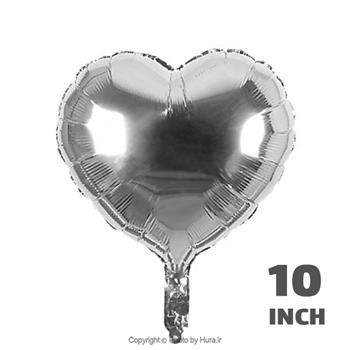 بادکنک فویلی قلب نقره ای براق 10 اینچ