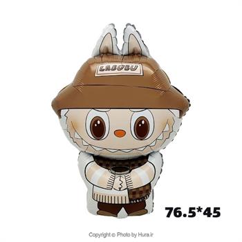 بادکنک فویلی لبوبو قهوه ای کلاه دار