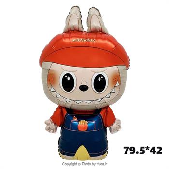 بادکنک فویلی لبوبو نارنجی کلاه دار