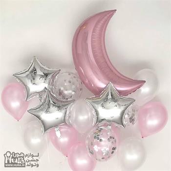 بادکنک فویلی ماه صورتی  18اینچ