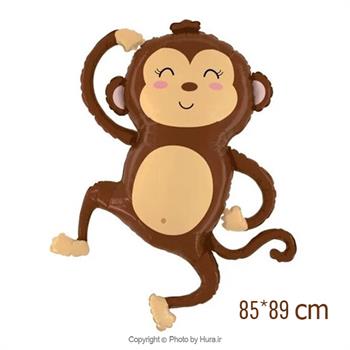 بادکنک فویلی مدل میمون بازیگوش قهوه ای