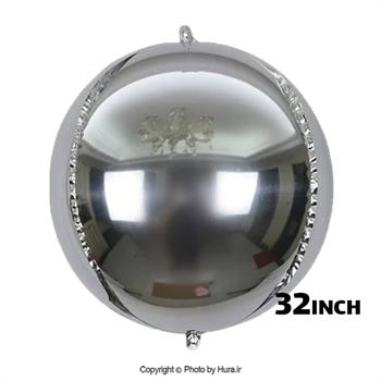 بادکنک فویلی نقره ای براق ORB کروی 32 اینچ