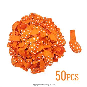 بادکنک مات نارنجی خال سفید 12 اینچ 50 عددی