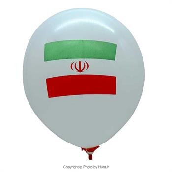 بادکنک سفید با چاپ پرچم ایران 12 اینچ