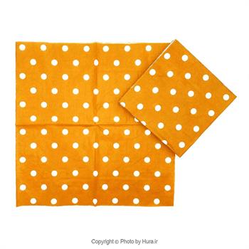 دستمال کاغذی نارنجی خال سفید 20 عددی