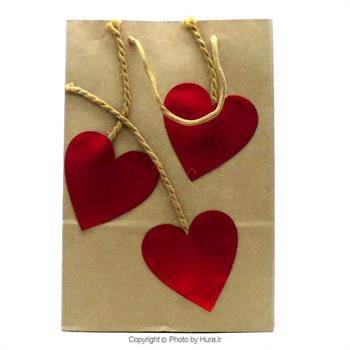 کیف هدیه بزرگ مقوایی با قلب قرمز