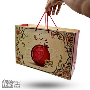 ساک دستی یلدا کرمی انار کیفی 35x24x12 سانت