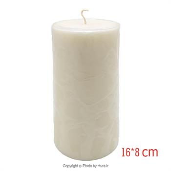 شمع تزئینی استوانه قطر 8 سفید 16 سانتی