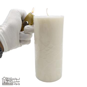 شمع تزئینی استوانه قطر 8 سفید 16 سانتی