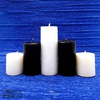 شمع تزئینی استوانه سفید مشکی 5 عددی هرمی