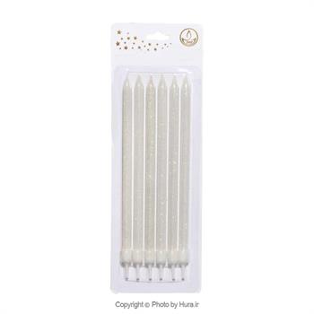 شمع تولد مدادی بلند سفید اکلیلی 6 عددی