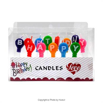 شمع تولد هپی و کیومی کوچک مدل بادکنک 13 عددی