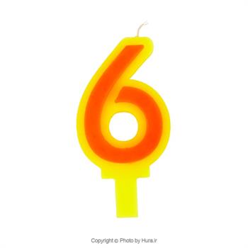 شمع دو رنگ زرد و نارنجی عدد 6