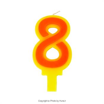 شمع دو رنگ زرد و نارنجی عدد 8