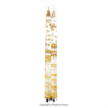 شمع تزئینی شمدانی کریستالی طلایی نقره ای 30 سانتی 2عددی 