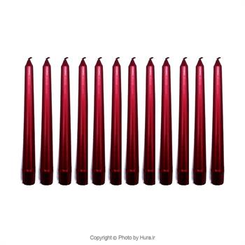 شمع شمعدونی صاف قرمز 20 سانتی 12 عددی