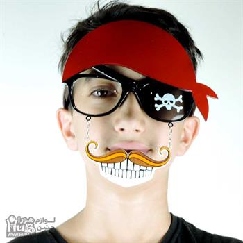 عینک فانتزی مدل دزدان دریایی با لچکی قرمز