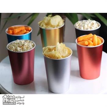 لیوان پاپ کورن صورتی متالایز 12x17 سانت