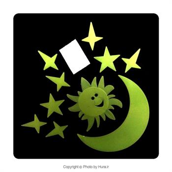 شب تاب ماه و ستاره و خورشید بزرگ وکوچک شب تاب 8 عددی سبز ط 17