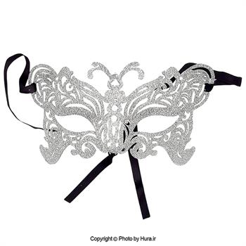 نقاب بالماسکه نقره ای نیم چهره اکلیلی مدل 2