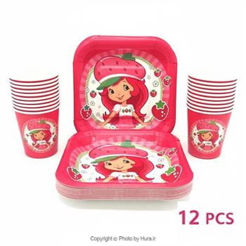 پیشدستی لیوان توت فرنگی 12 عددی