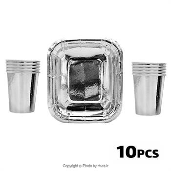 پیشدستی لیوان نقره ای متالایز 10عددی