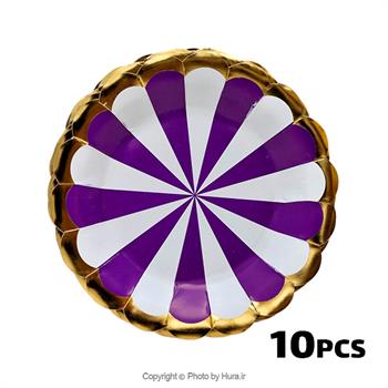 پیشدستی گرد بنفش آبنباتی طلاکوب 10 عددی لالی