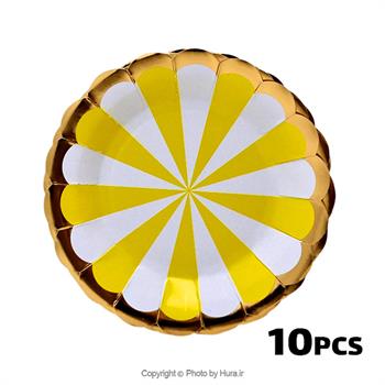 پیشدستی گرد زرد آبنباتی طلاکوب 10 عددی لالی