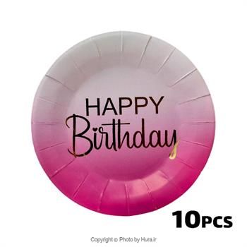 پیشدستی گرد صورتی دورنگ طلاکوب 10 عددی