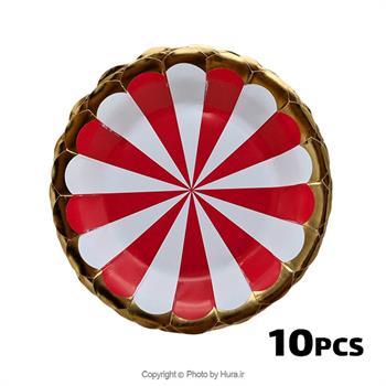 پیشدستی گرد قرمز آبنباتی طلاکوب 10 عددی لالی