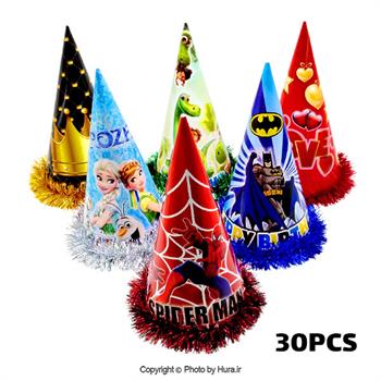 کلاه بوقی متوسط زری دار مدل 1 چند طرح 30 عددی