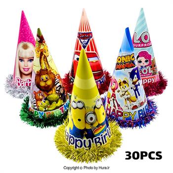 کلاه بوقی متوسط زری دار مدل 3 چند طرح 30 عددی