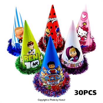 کلاه بوقی متوسط زری دار مدل 4 چند طرح 30 عددی