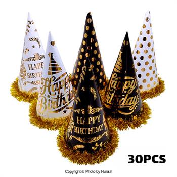 کلاه بوقی متوسط سفید مشکی طلاکوب 30 عددی