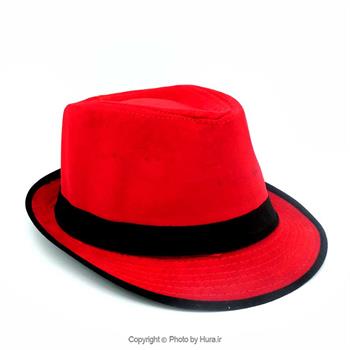 کلاه پارچه ای شاپو مخملی قرمز روبان مشکی ط 8