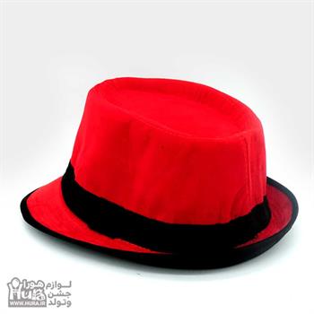 کلاه پارچه ای شاپو مخملی قرمز روبان مشکی ط 8