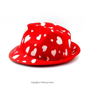 کلاه پارچه ای شاپو مخملی قرمز چاپ قلب ط 11