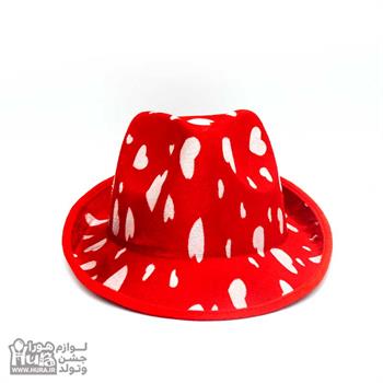کلاه پارچه ای شاپو مخملی قرمز چاپ قلب ط 11